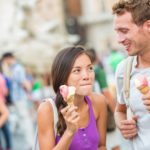 couple eating ice cream in italy