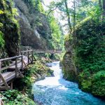 board walk through a gorge in slovenia