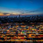 aerial view of a night market in bangkok