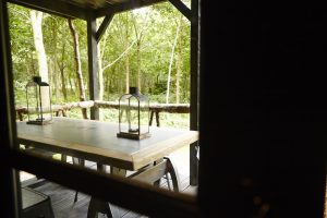 outdoor seating at a yorkshire woodland retreat