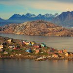 town and mountains in greenland