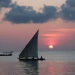 boat and sunset in tanzania