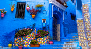 Beautiful blue buildings in Morocco