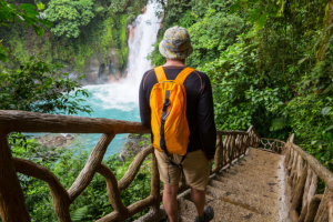 Man hiking through Costa Rica