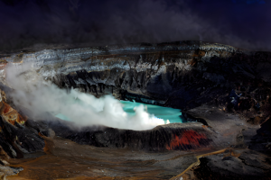 Poas Volcano summit at night