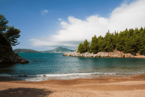 View from the beach with crystal waters