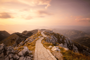 Lovcen Mausoleum in Montenegro at sunset