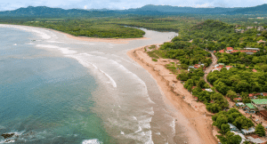 Aerial view of Tamarindo Bay in Costa Rica on a sustainable holiday