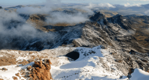 Volcanoes misting over the top of mountains in Kenya